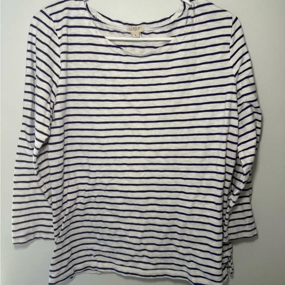 J. Crew 3/4 Sleeve White and Black Tee - Picture 1 of 6